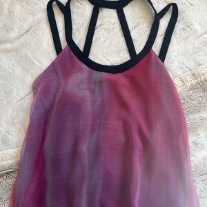 Elegant Ombre High-Low Dress with Black Hem